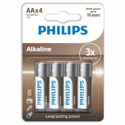 PHILIPS ALKALINE BATTERIES AA LR6 PACK 4