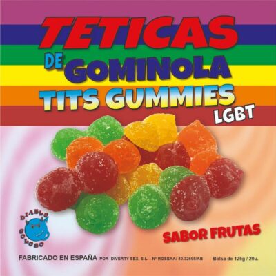 DIABLO GOLOSO – SCATOLA GUMMY CON TETTE DI ZUCCHERO GUSTO FRUTTA 6 COLORI E GUSTI LGBT MADE IS SPAIN /es/pt/en/fr/it/