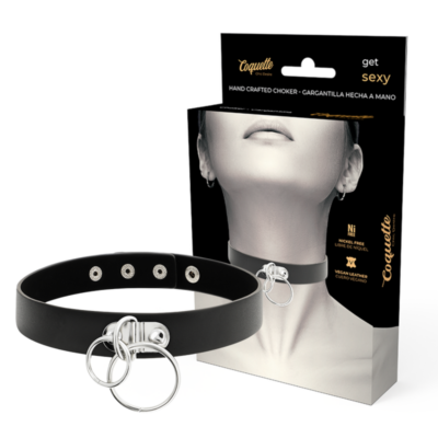 COQUETTE CHIC DESIRE CHOKER ARTIGIANALE IN PELLE VEGAN – DOPPIO ANELLO