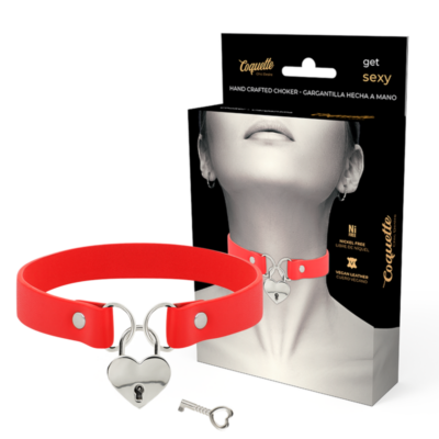 COQUETTE CHIC DESIRE CHOKER ARTIGIANALE CHIAVI CUORE – ROSSO