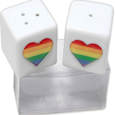 PRIDE – SALIERA E PEPE IN CERAMICA CON BANDIERA LGBT