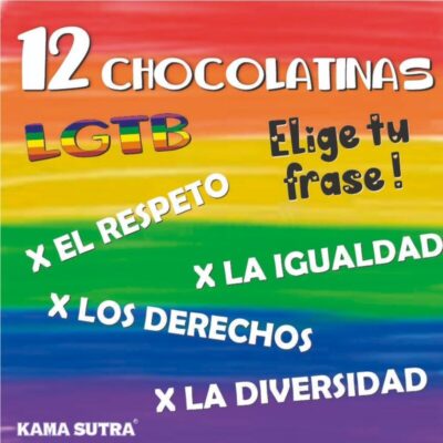 PRIDE – SCATOLA DA 12 BARRETTE DI CIOCCOLATO CON LA BANDIERA LGBT