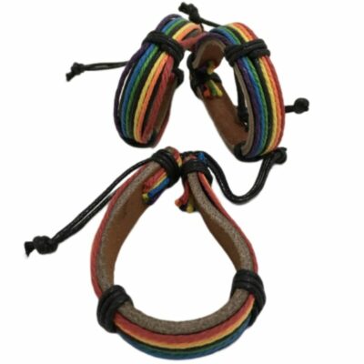 PRIDE – BRACCIALE IN PELLE MARRONE LGBT FLAG
